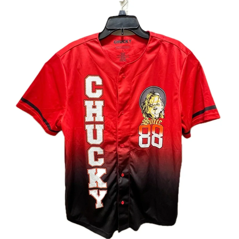Chucky Baseball Jersey Kids Large‎ Red Black Gradient Wanna Play Horror Movie L